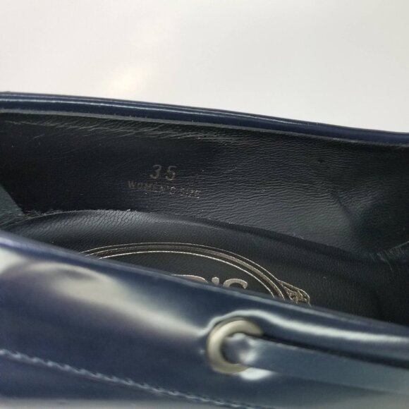 Tod's Women's Patent Leather Penny Loafer Pumps Blue Size EU 35/US 5 block heel - Picture 14 of 15